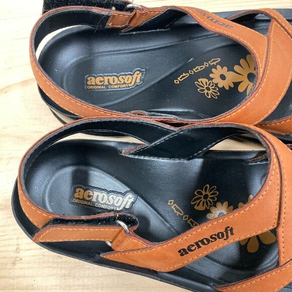 Aerosoft Deke Slingback Sandals, Size‎ Euro 39 US 8, Faux Leather, Orange-Tan - Picture 7 of 11